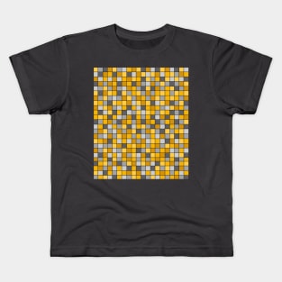 Grey and Mustard Yellow Grid Kids T-Shirt